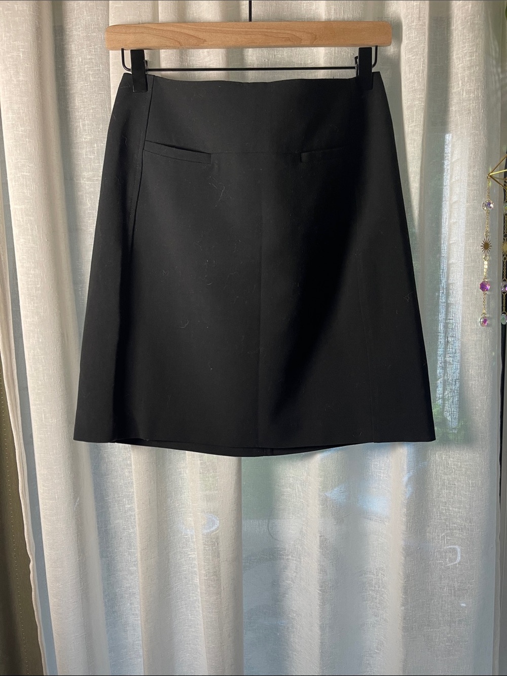 LOFT Black A-Line Skirt with Subtle Seam Detail